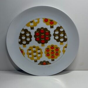 Vintage Dolphin Fine China Colorful Tree Pattern Lunch Snack Plate